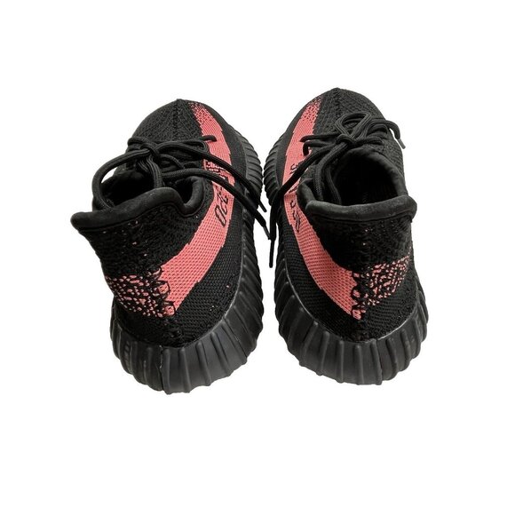 Adidas Yeezy Boost 350 V2 Black/Red Sneakers Size 8.5 Mens Lace-Up Knit Athletic - Picture 9 of 10